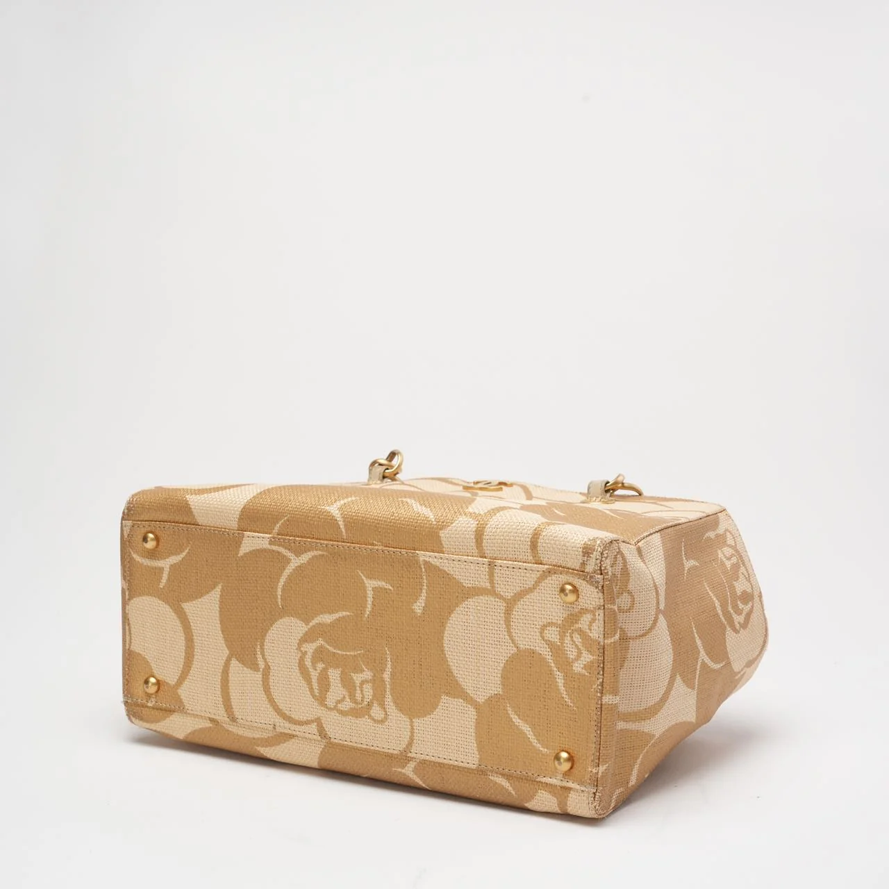 Chanel Raffia Camellia Small Tote Bag Beige