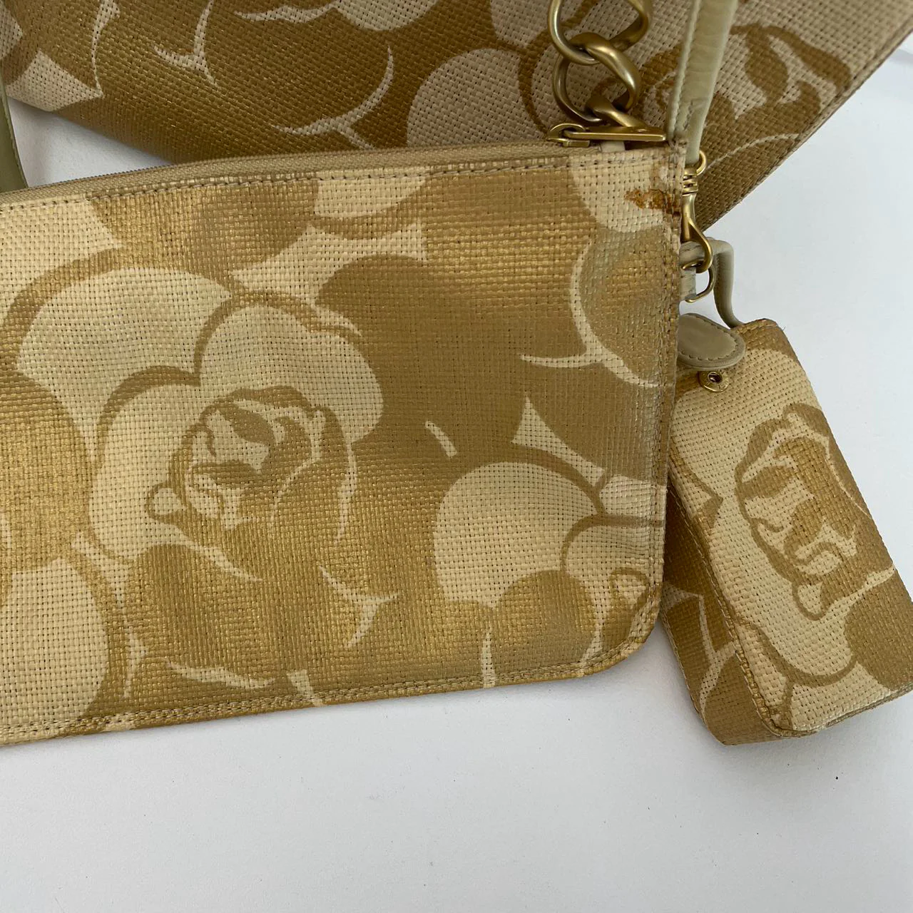 Chanel Raffia Camellia Small Tote Bag Beige