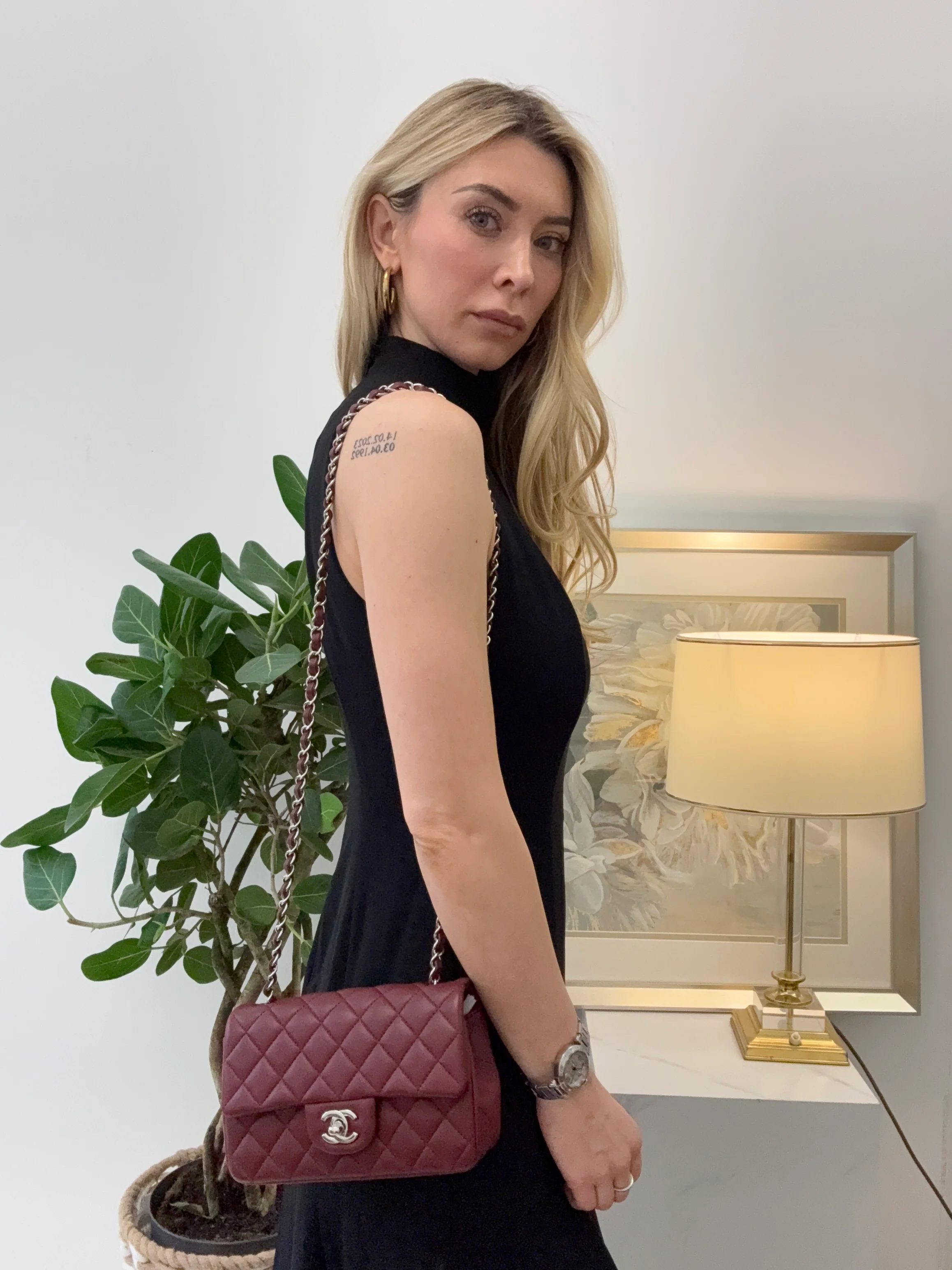 Chanel Burgundy Red Mini Tangle Classic Flap Bag 2020