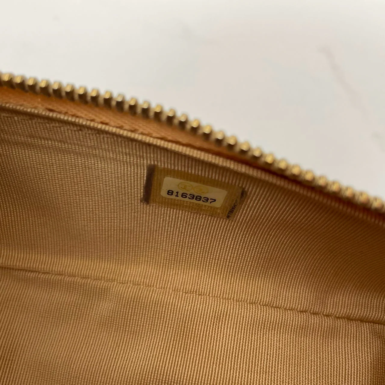 Chanel Vintage Bowler Handbag Beige Caviar Leather