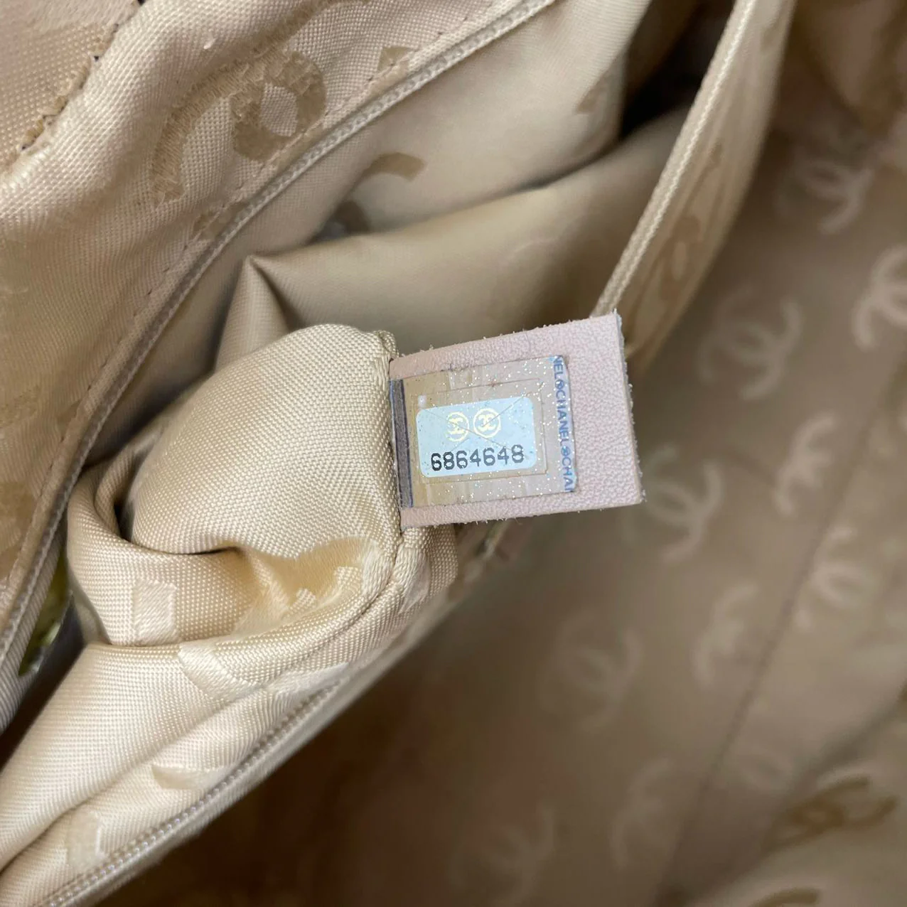 Chanel Contrast Bowler Handbag Beige