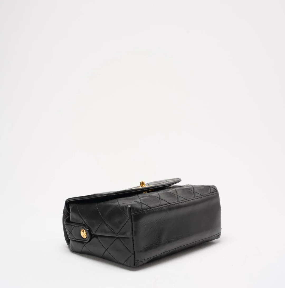 Chanel Vintage Camera Bag Black Leather with Gold Hardware