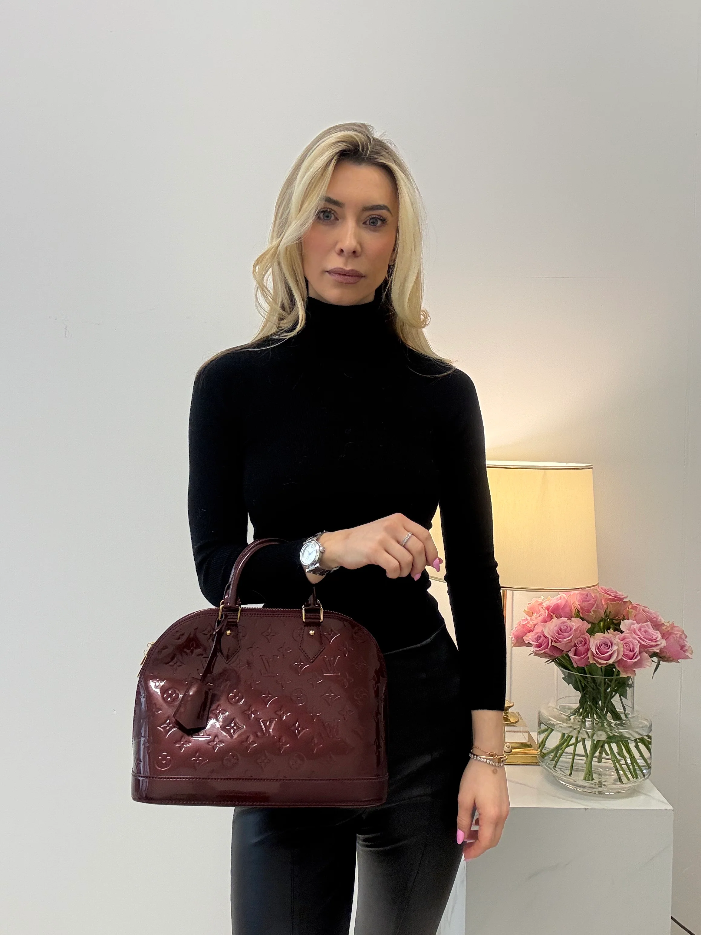 Louis Vuitton Red Monogram Vernis Alma PM Handbag