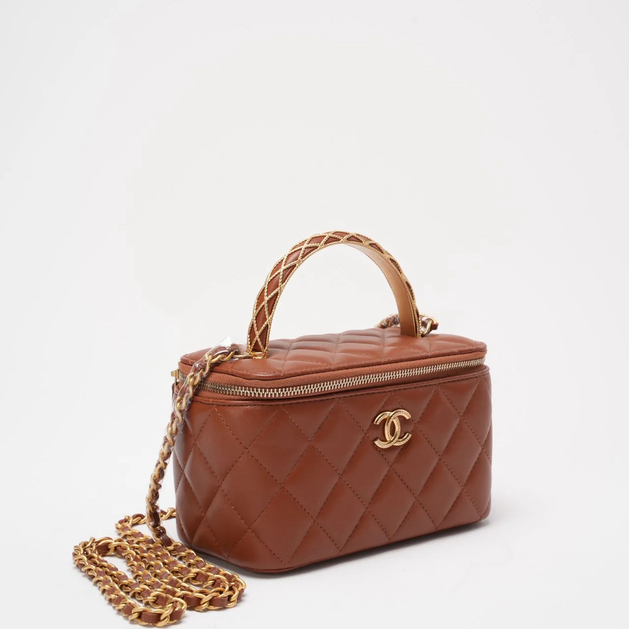 Chanel Caramel Long Vanity Case with Chain Top Handle