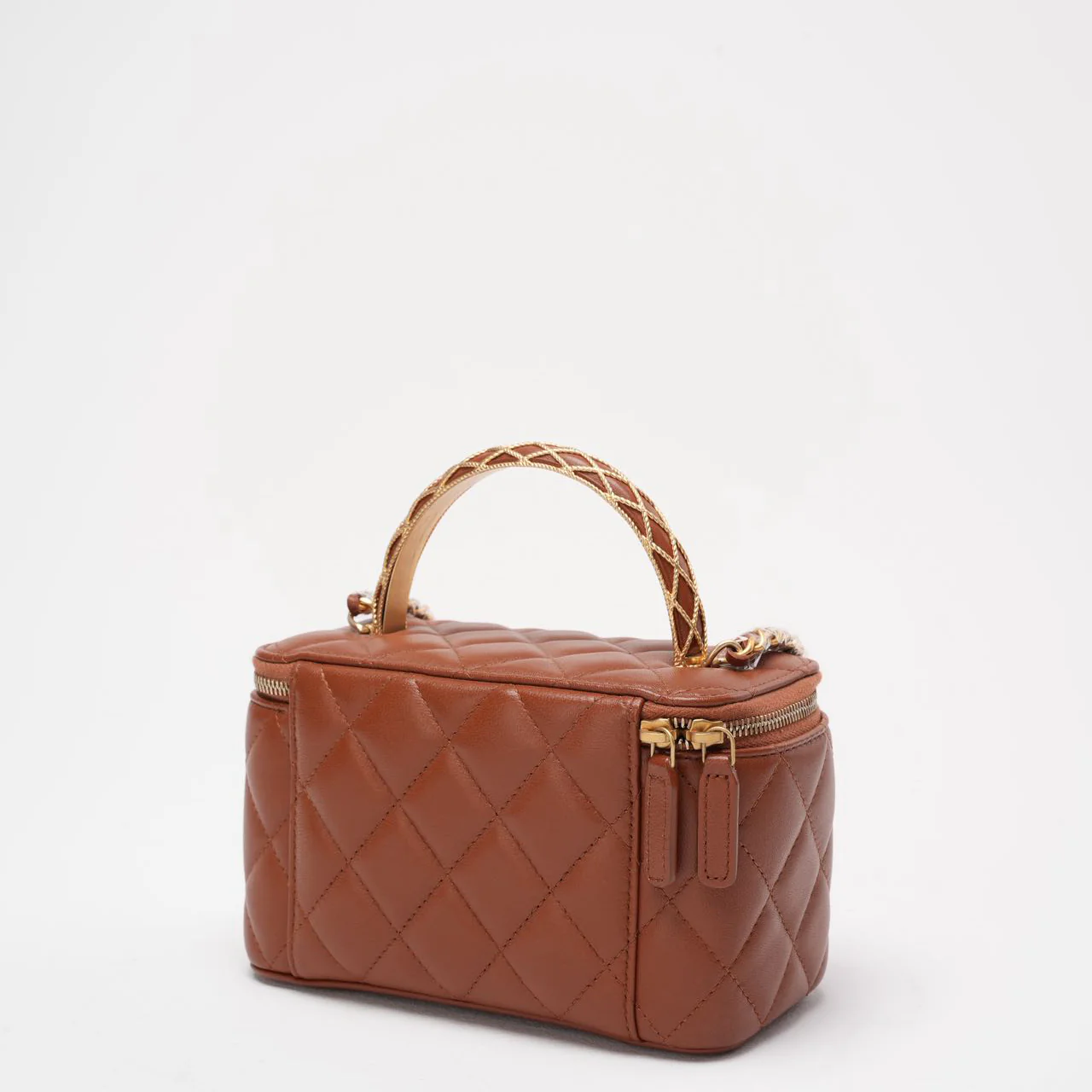 Chanel Caramel Long Vanity Case with Chain Top Handle