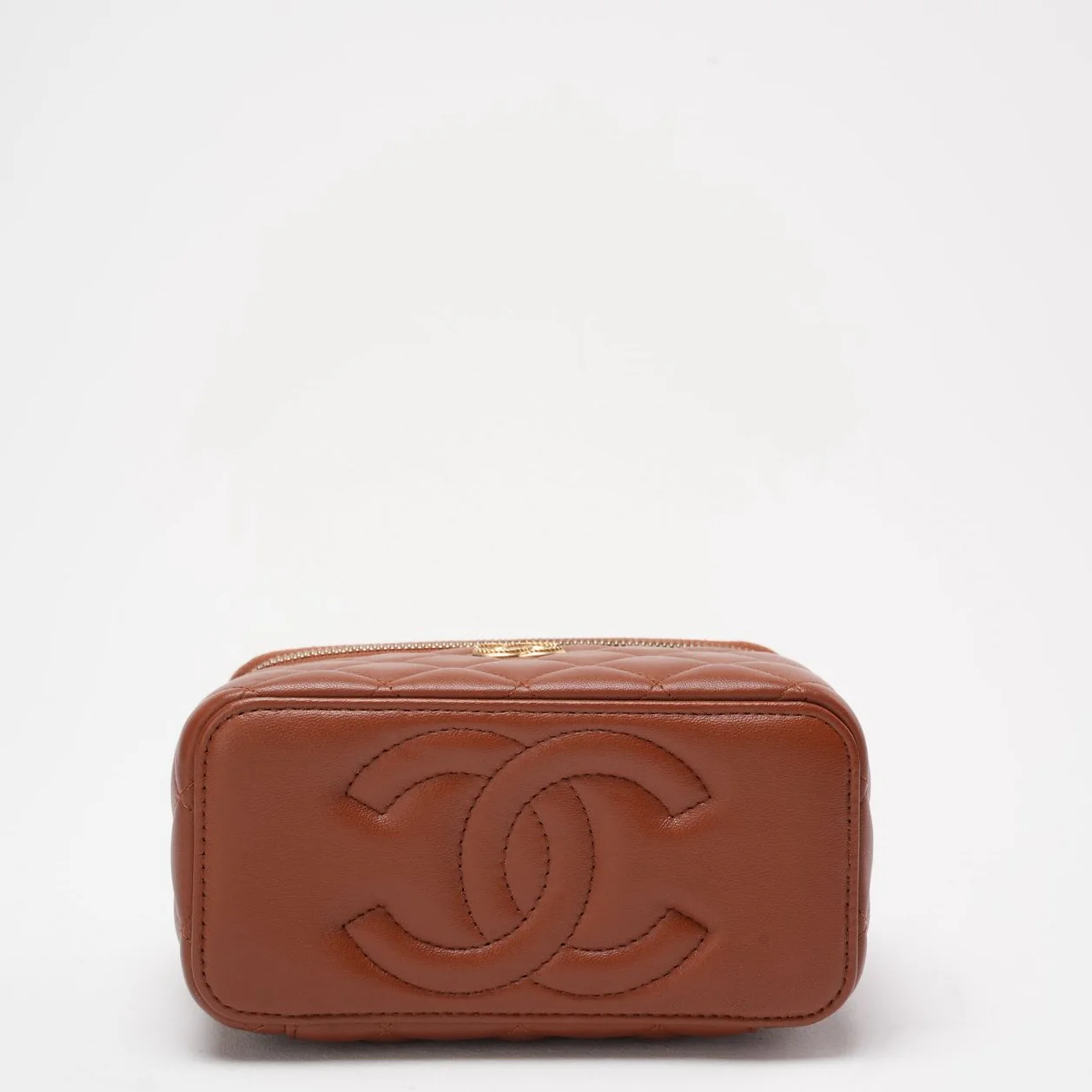 Chanel Caramel Long Vanity Case with Chain Top Handle