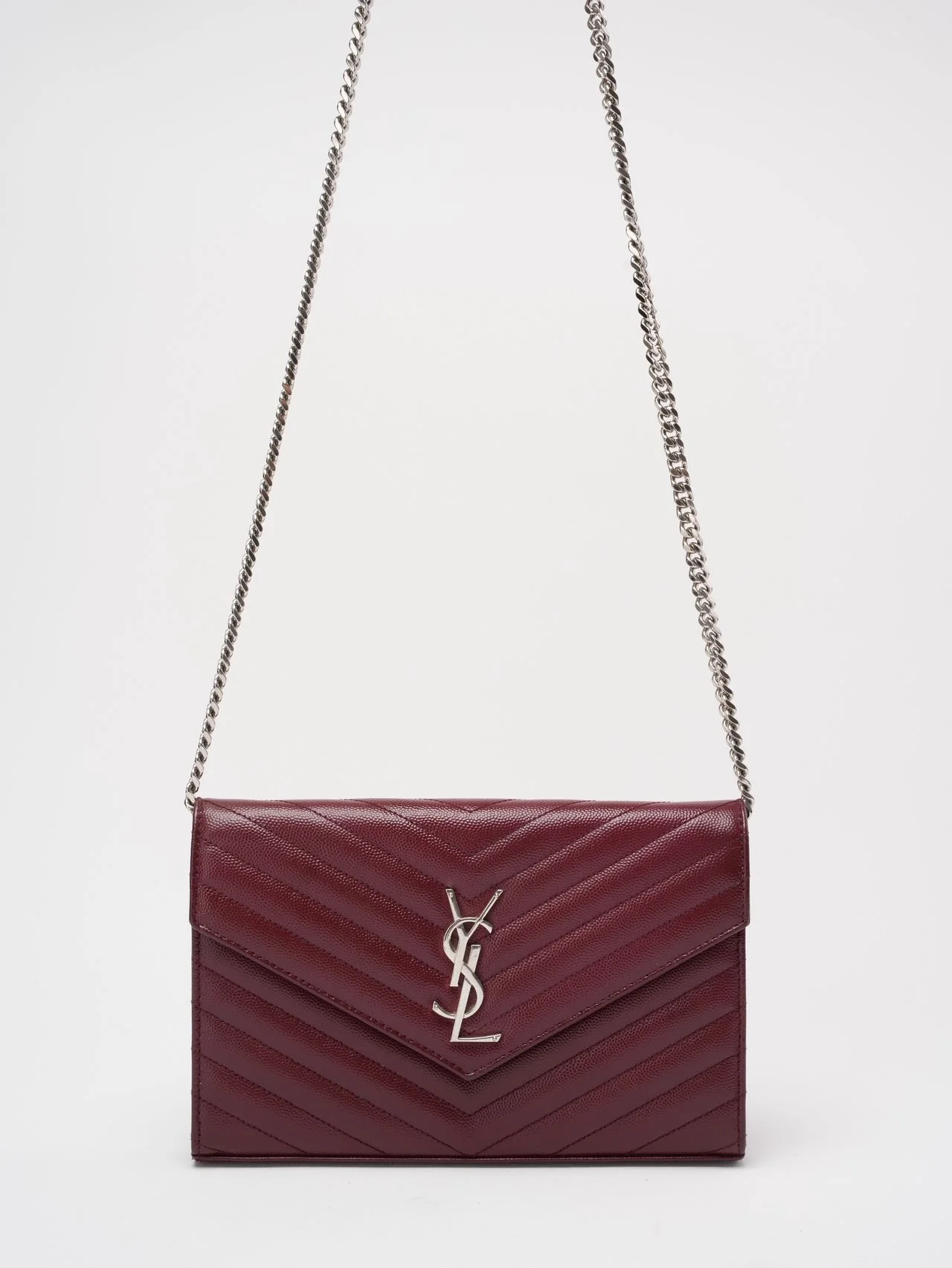 Saint Laurent Medium Wallet on Chain Burgundy Monogram