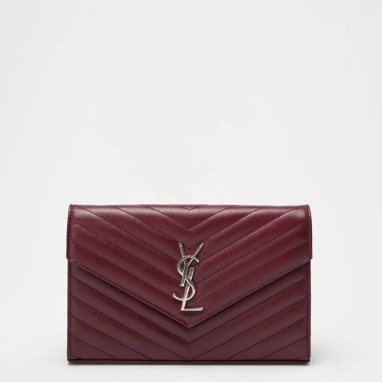 Saint Laurent Medium Wallet on Chain Burgundy Monogram