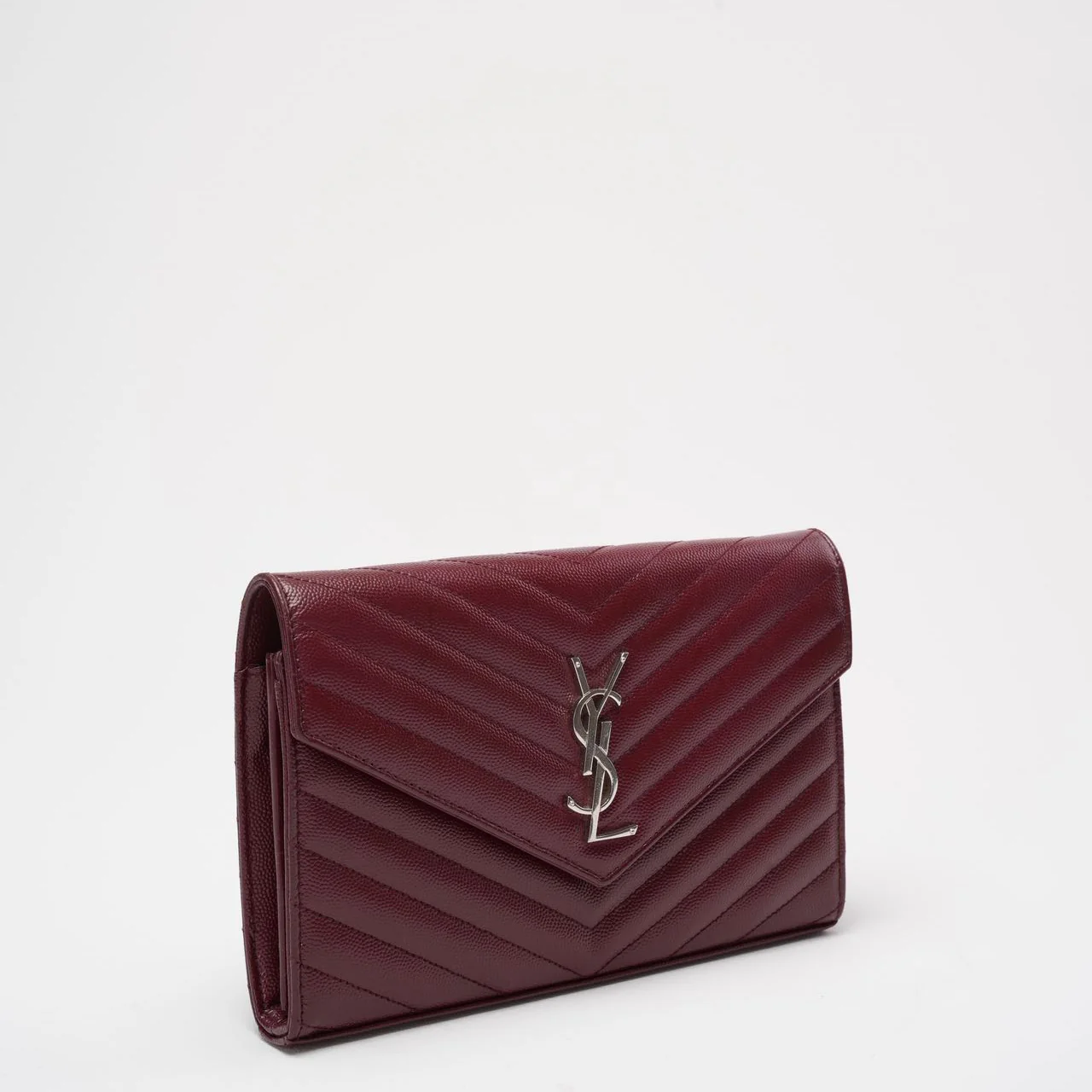 Saint Laurent Medium Wallet on Chain Burgundy Monogram