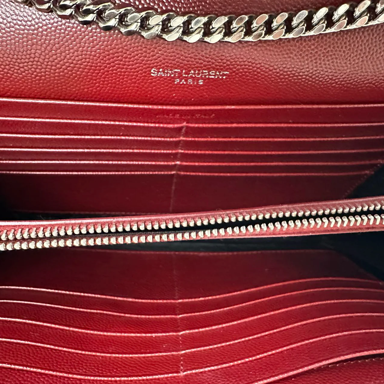 Saint Laurent Medium Wallet on Chain Burgundy Monogram