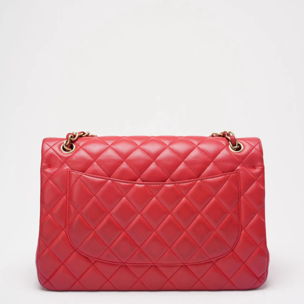 Chanel Timeless Classic Double Flap Jumbo Bag Red Lambskin Preloved