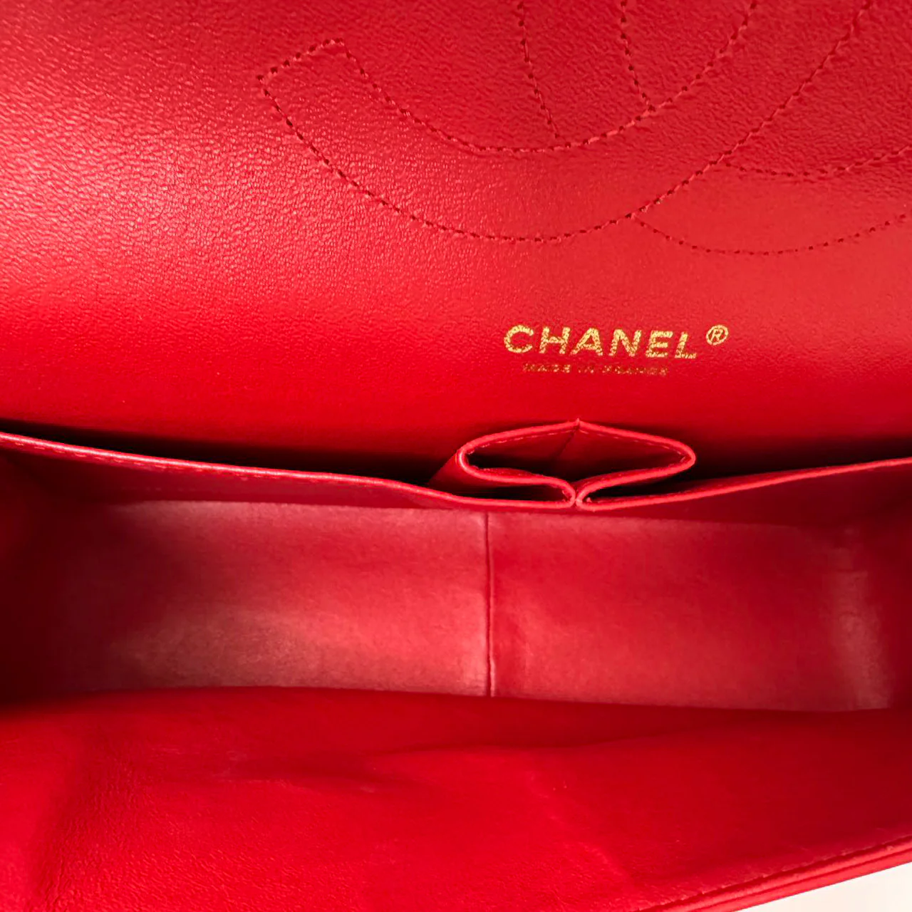 Chanel Timeless Classic Double Flap Jumbo Bag Red Lambskin Preloved
