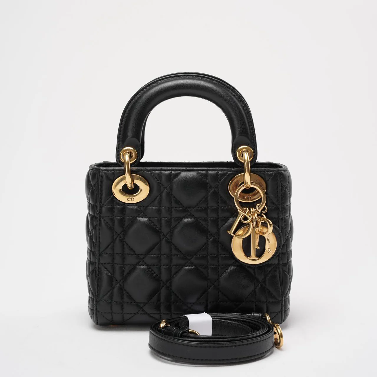 Dior Lady Dior Mini Bag Black Lambskin Gold Hardware