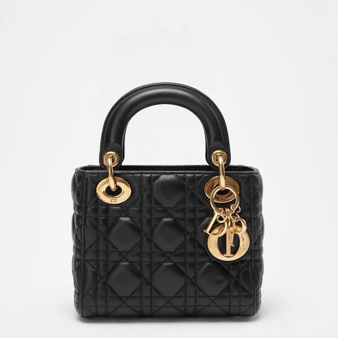 Dior Lady Dior Mini Bag Black Lambskin Gold Hardware