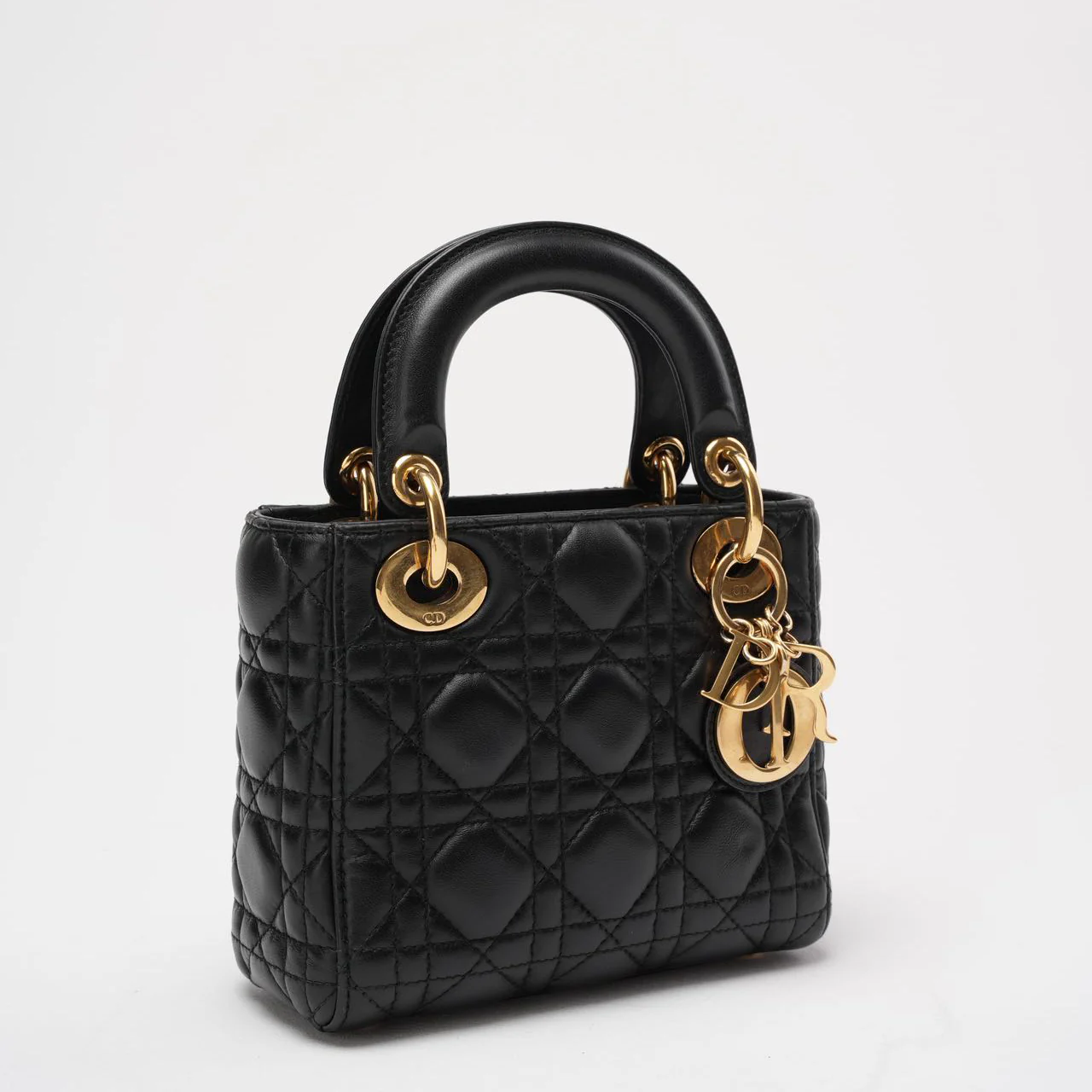 Dior Lady Dior Mini Bag Black Lambskin Gold Hardware