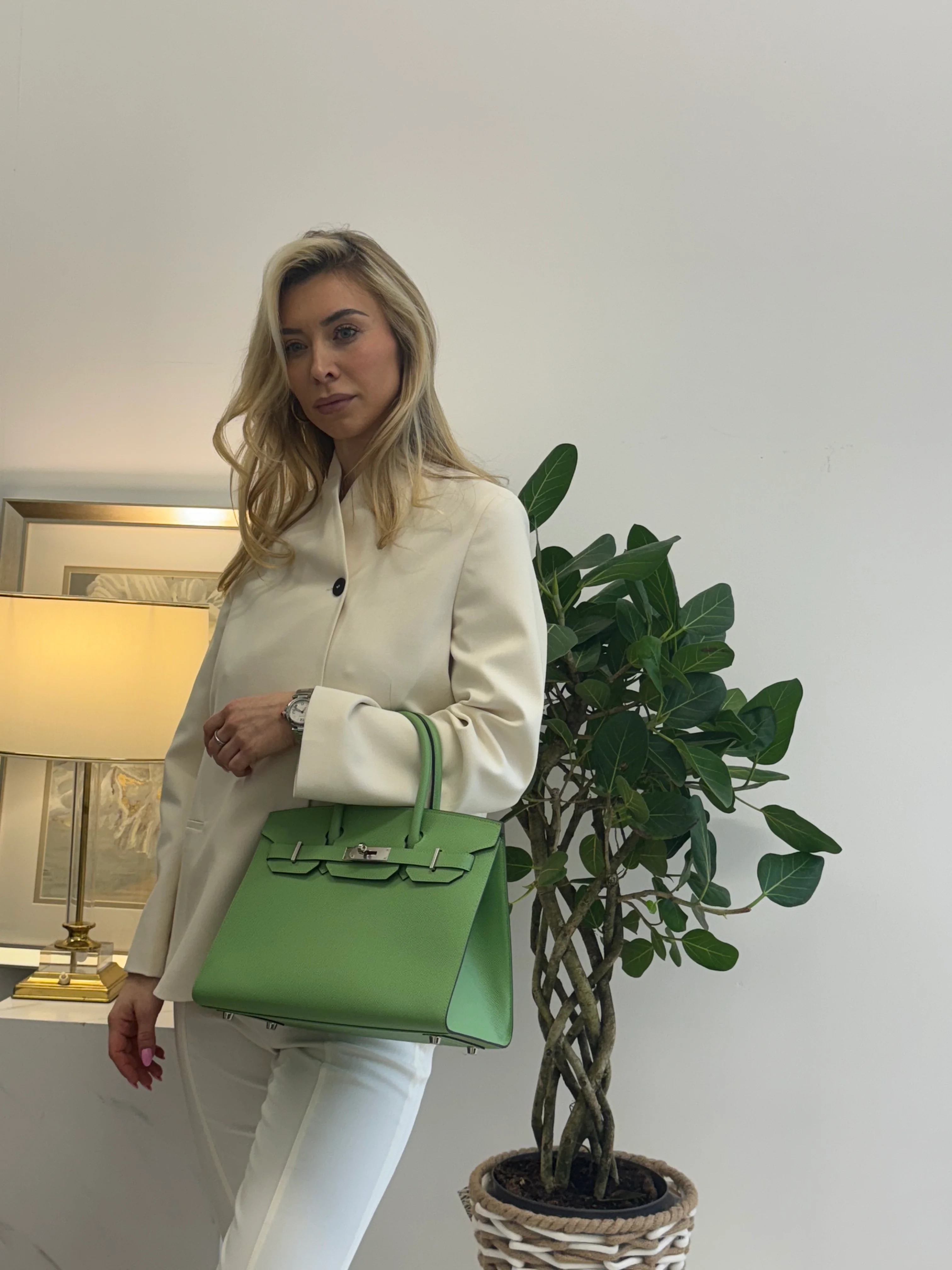 Hermes Birkin 30cm Sellier Bag In Vert Avocado Green Epsom Leather With Palladium Hardware