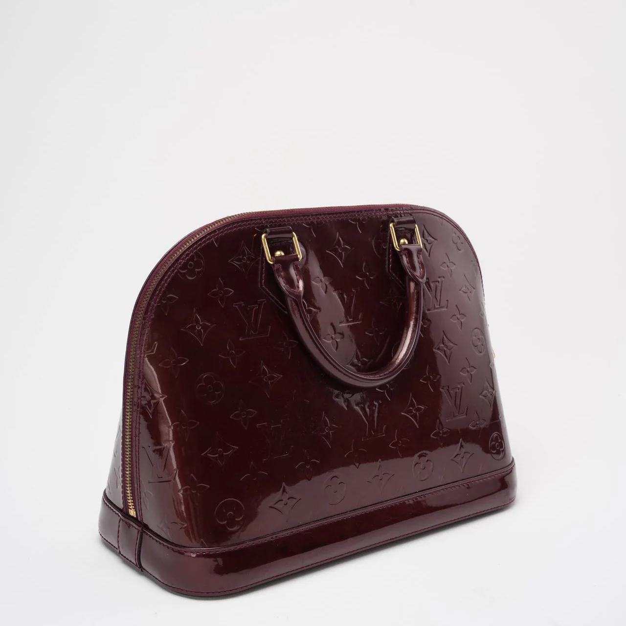Louis Vuitton Burgundy Alma BB Vernissage Patent Leather
