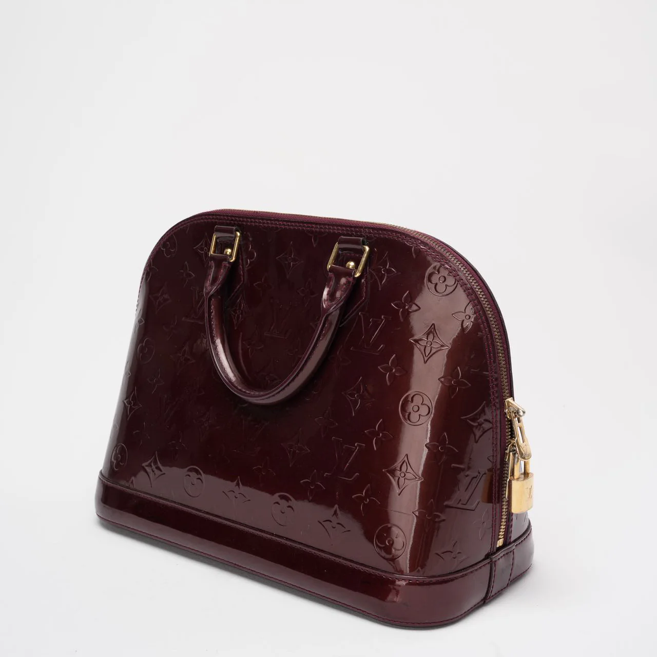 Louis Vuitton Burgundy Alma BB Vernissage Patent Leather