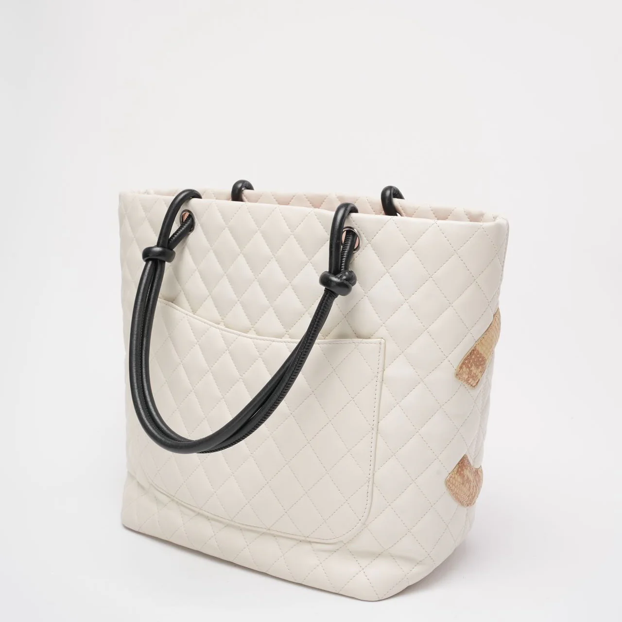 Chanel Cambon CC Tote Bag Large White Lambskin
