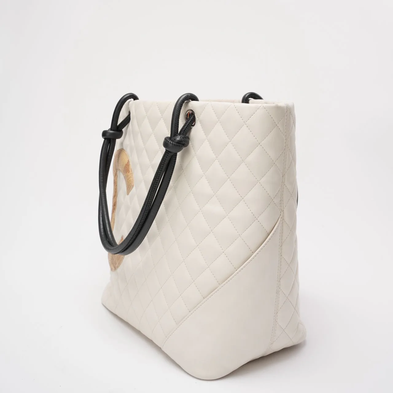 Chanel Cambon CC Tote Bag Large White Lambskin