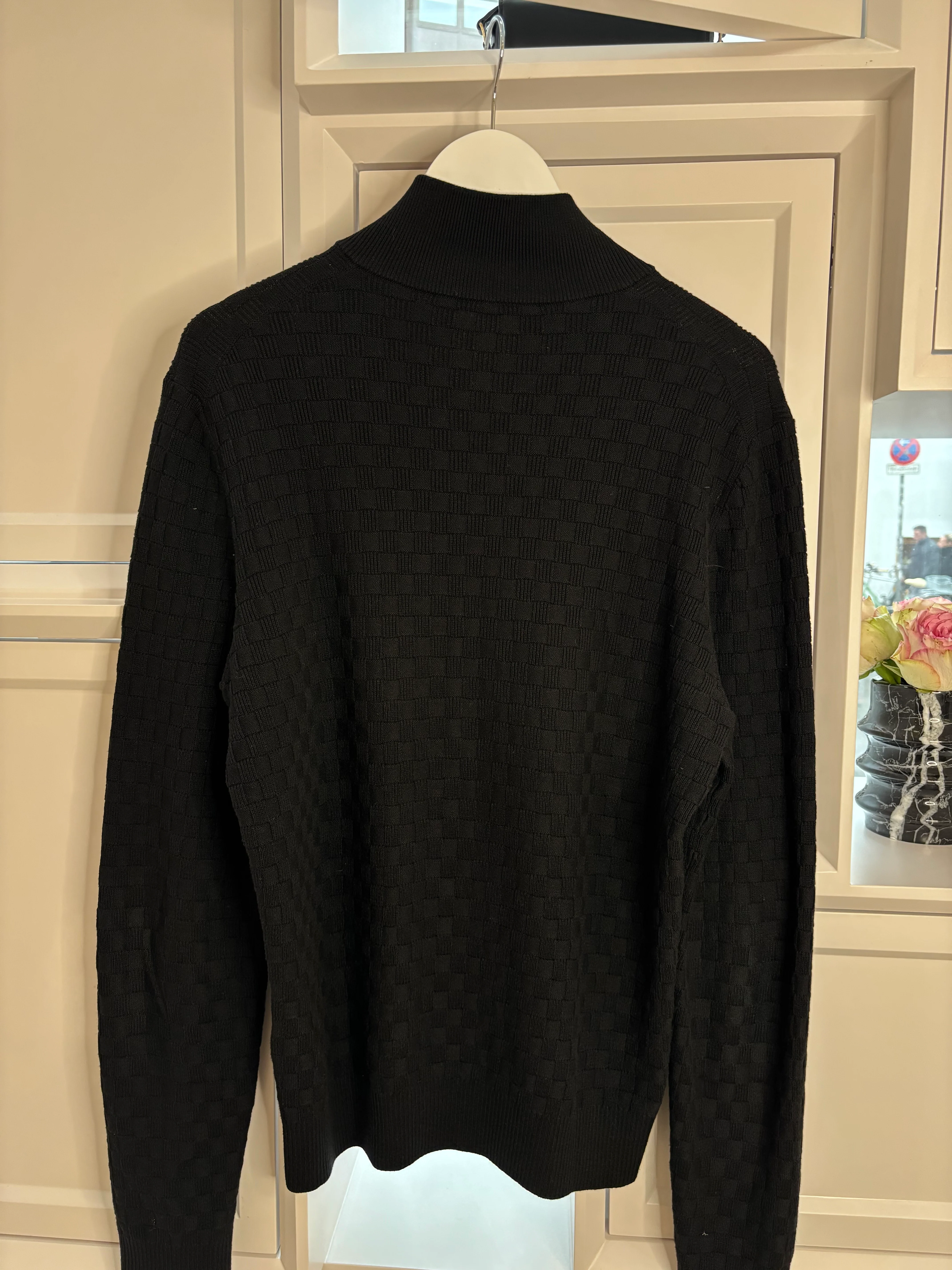 Louis Vuitton Black Cardigan with Damier Motif Size M