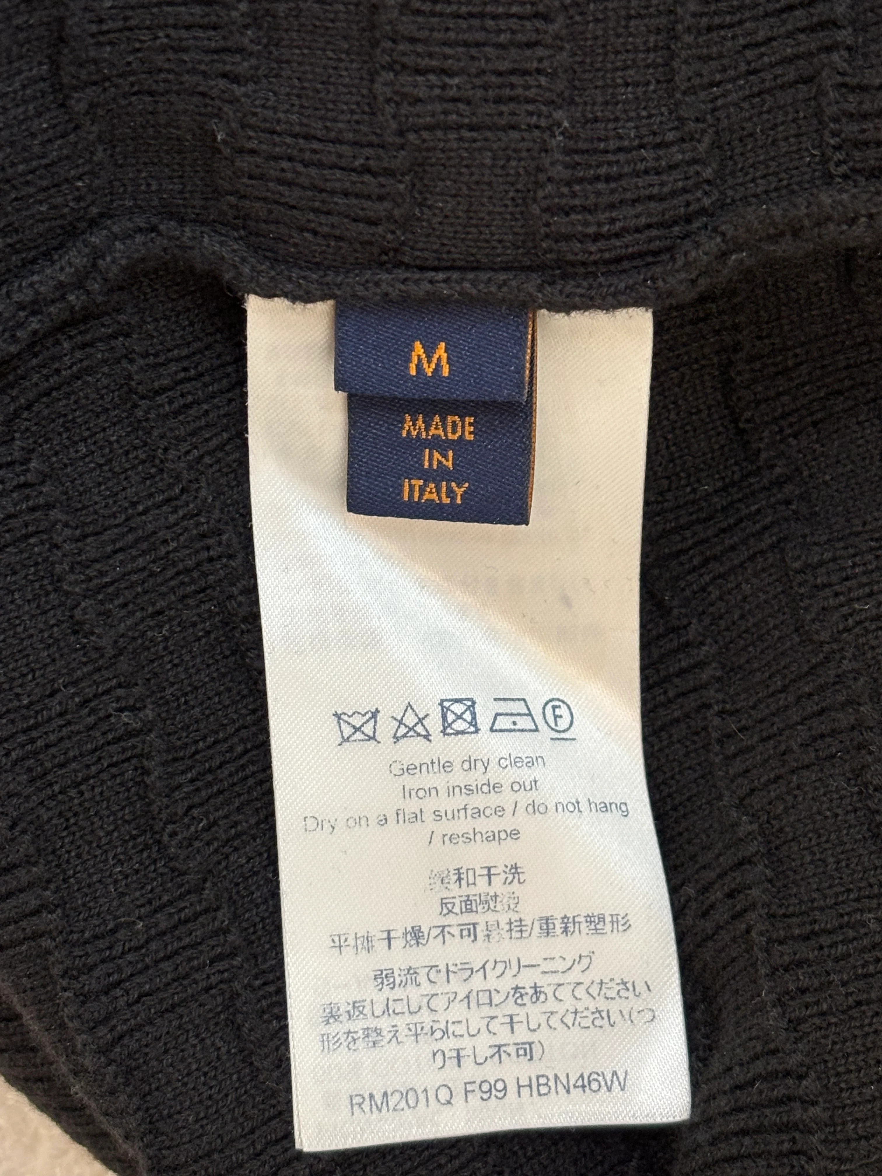 Louis Vuitton Black Cardigan with Damier Motif Size M