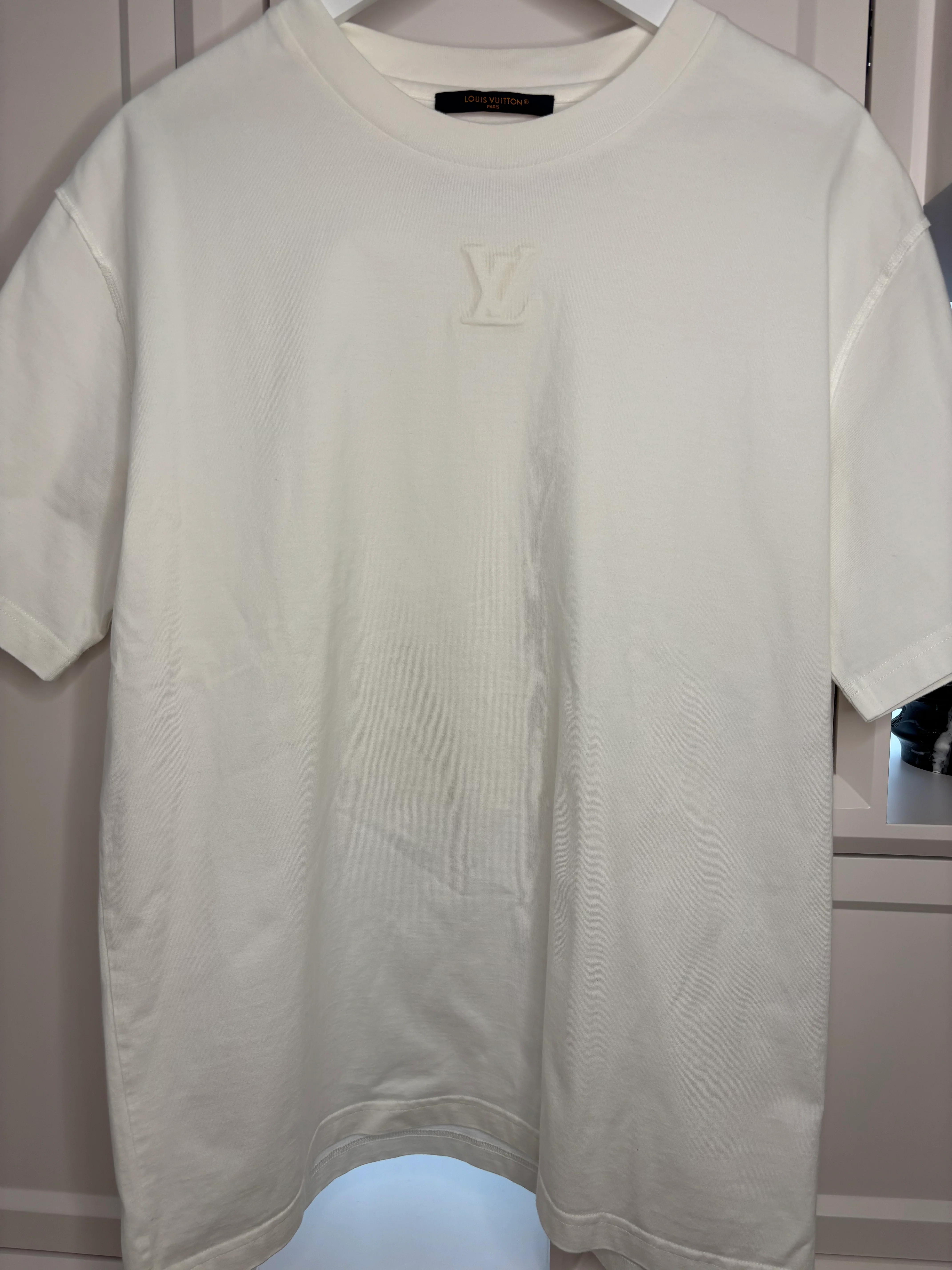 Louis Vuitton White Embossing Men's Tshirt Size L
