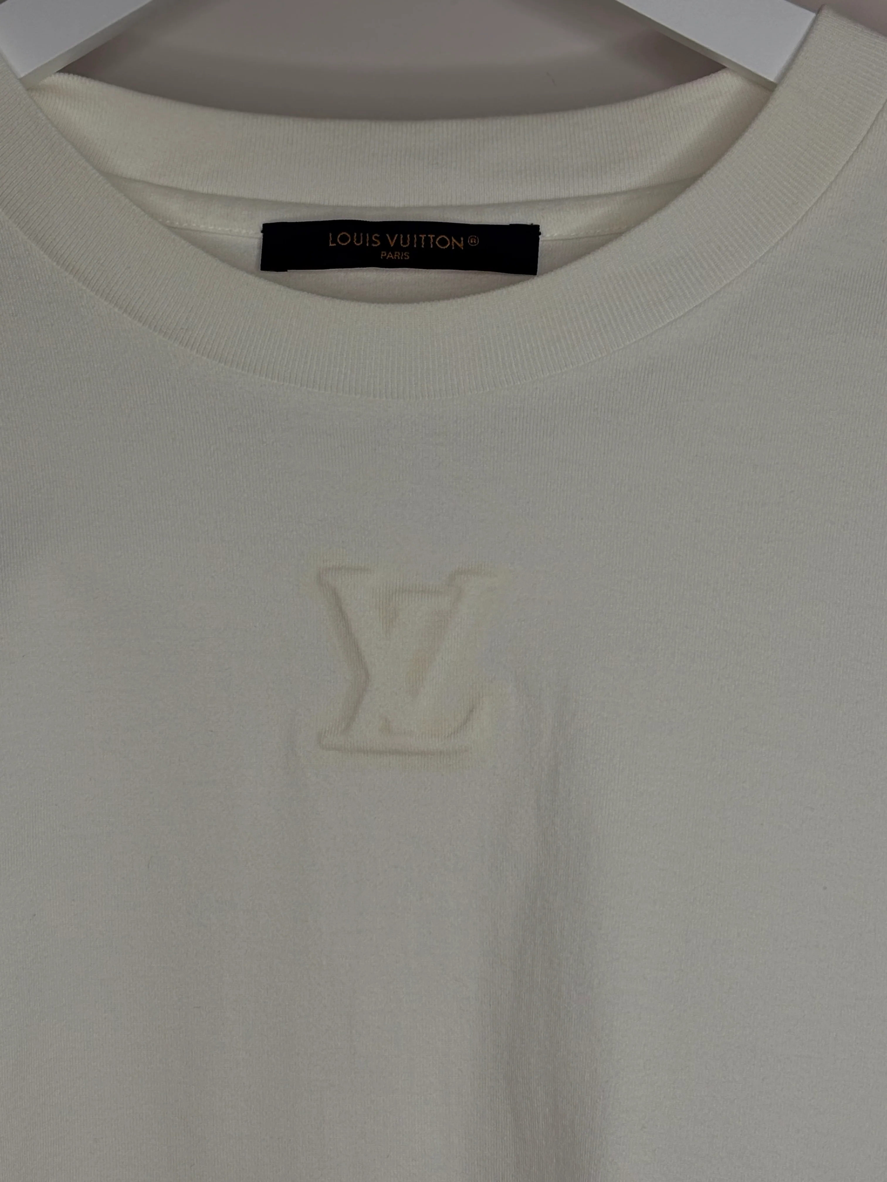 Louis Vuitton White Embossing Men's Tshirt Size L