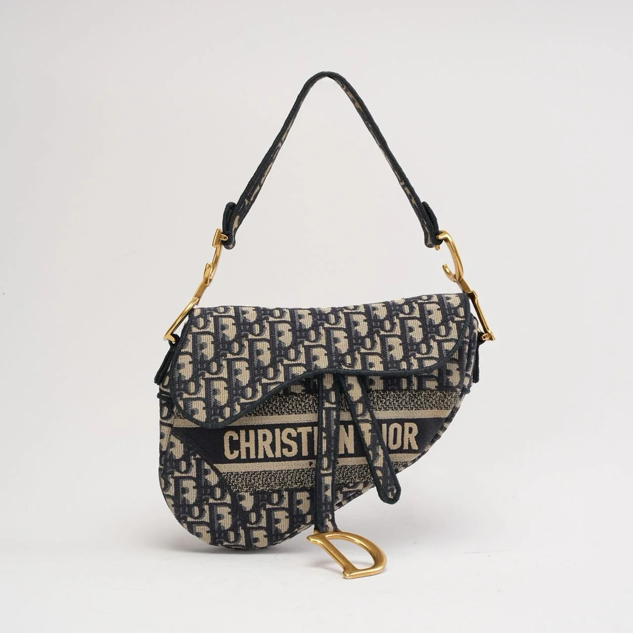 Christian Dior Medium Saddle Oblique Canvas Blue 2019