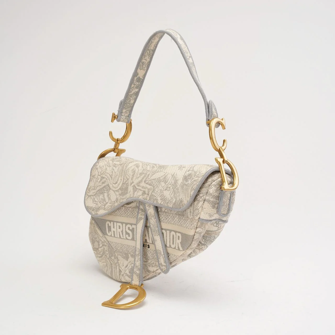 Dior Saddle Medium Canvas White / Grey