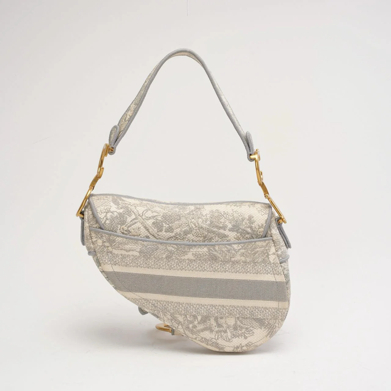 Dior Saddle Medium Canvas White / Grey