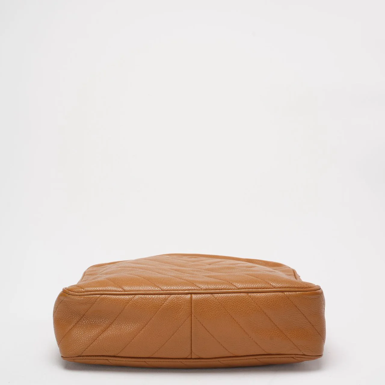 Chanel Vintage Caramel Caviar Diagonal Crossbody Bag