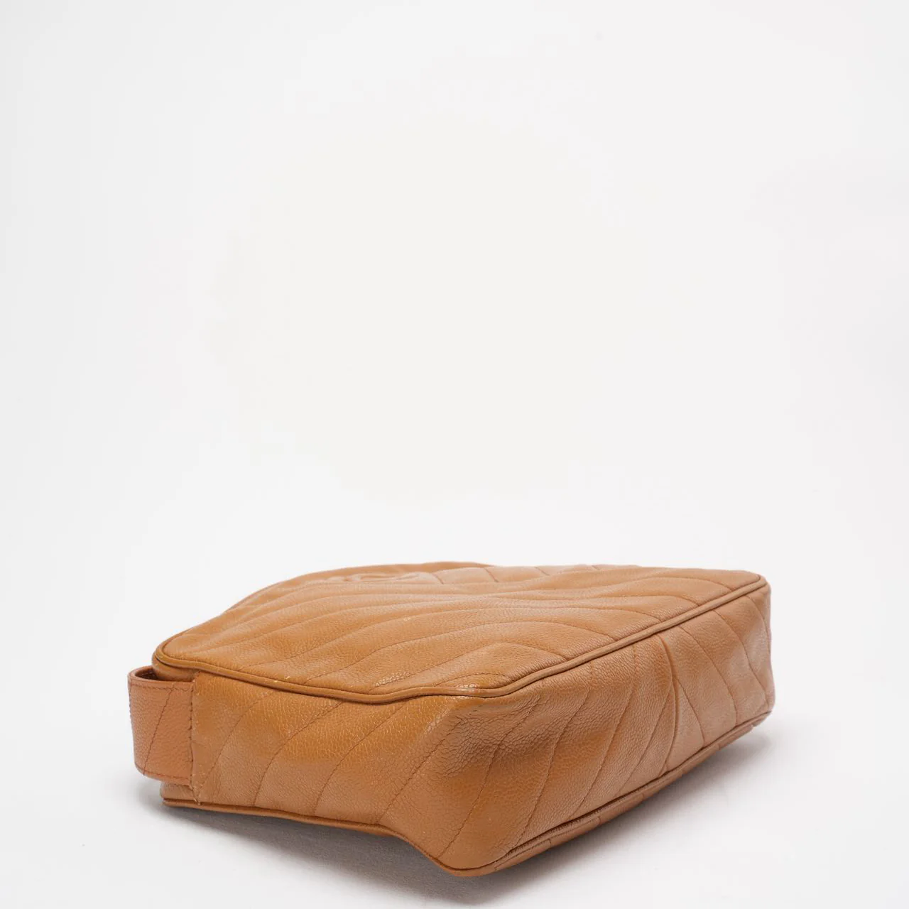 Chanel Vintage Caramel Caviar Diagonal Crossbody Bag