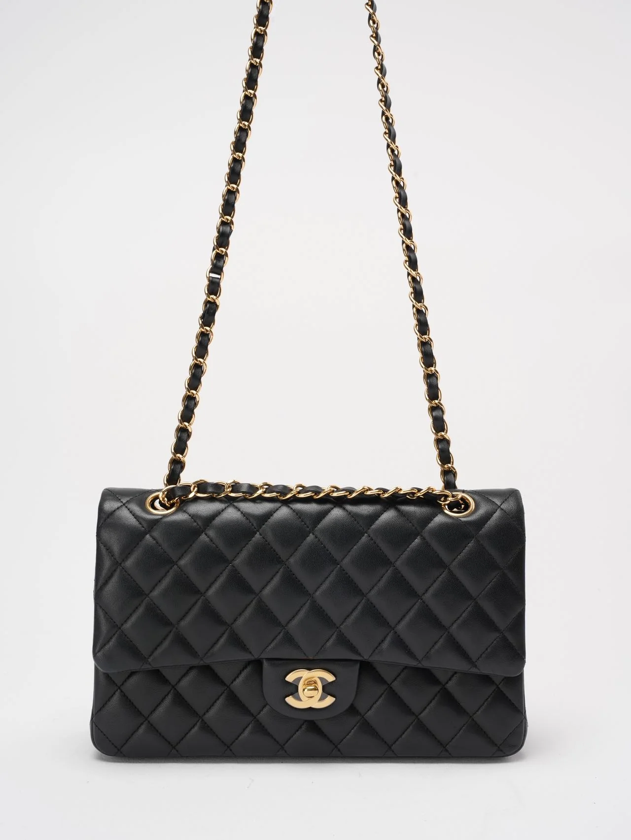 Chanel Black Double Flap Bag Medium Lambskin