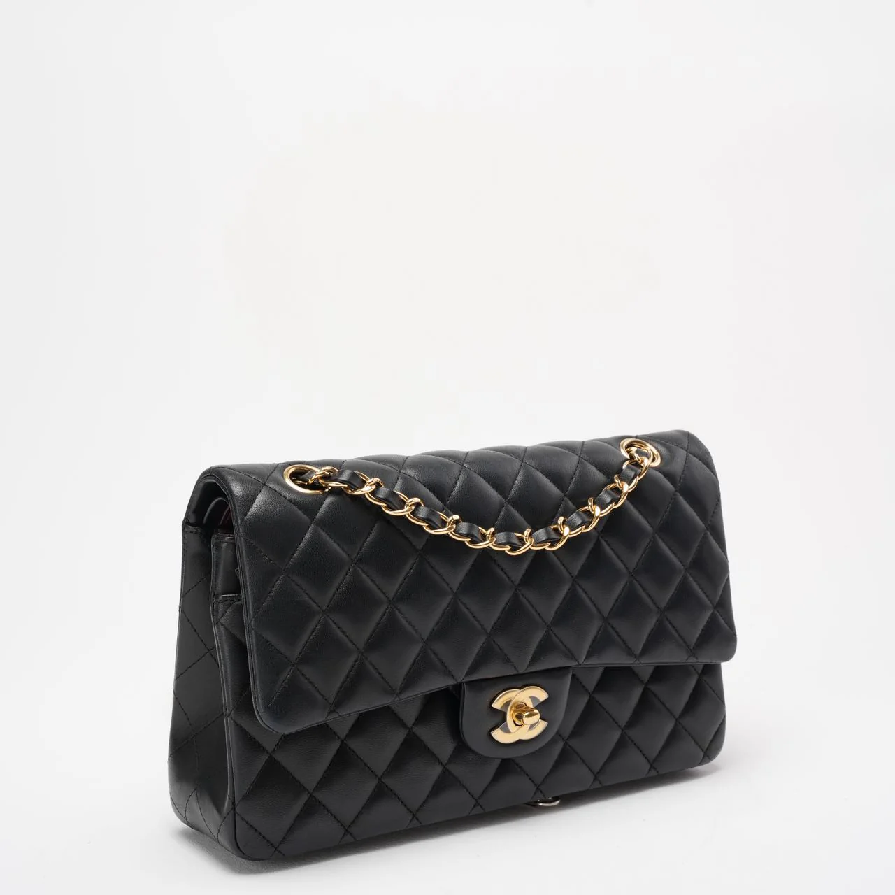 Chanel Black Double Flap Bag Medium Lambskin