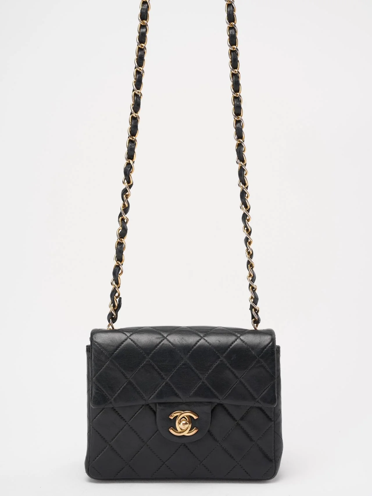 Chanel Black Vintage Mini Flap Square Bag 2000s