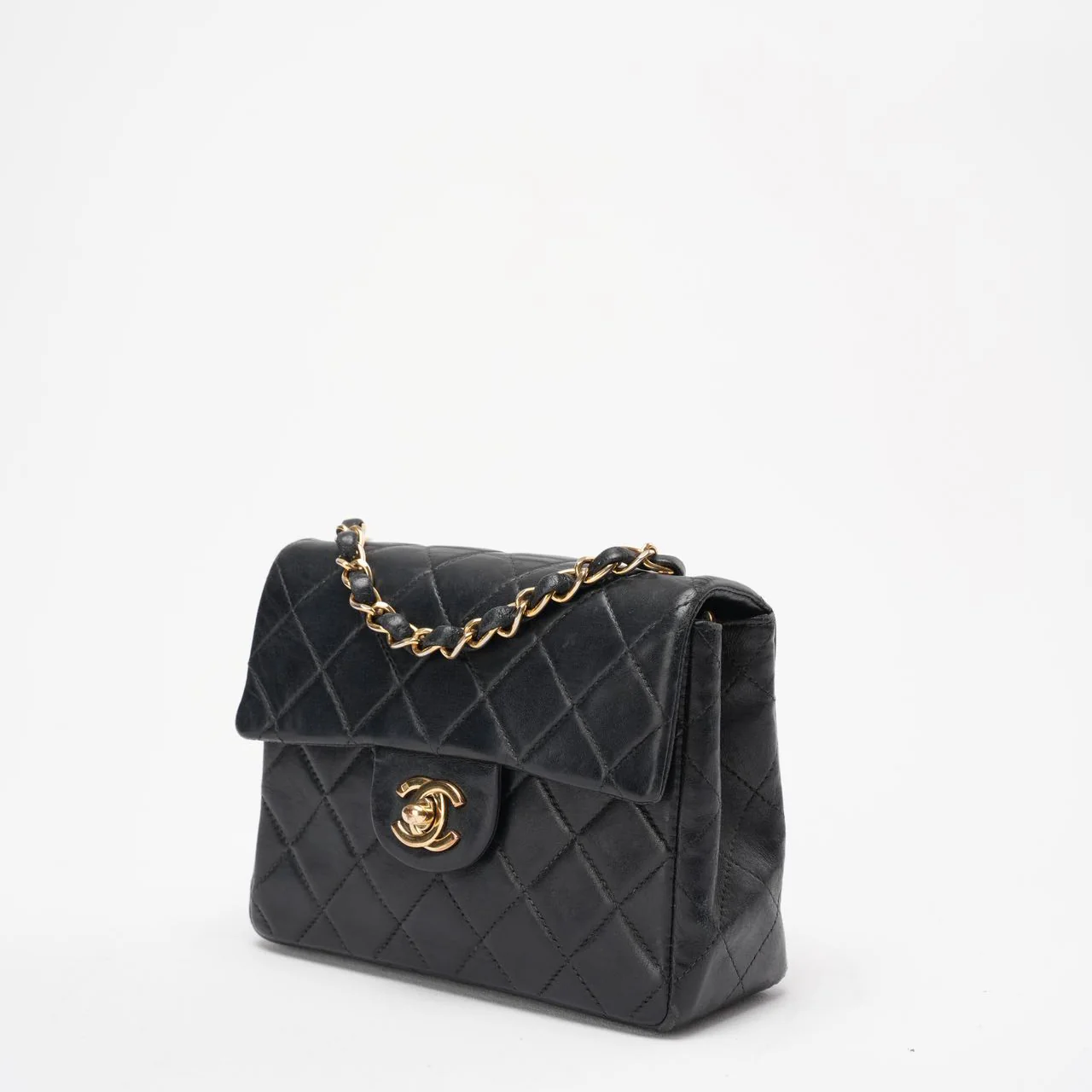 Chanel Black Vintage Mini Flap Square Bag 2000s