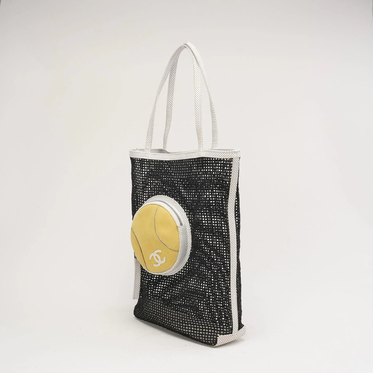 Chanel Vintage Tennis Shopper Tote Bag Black / White 2004