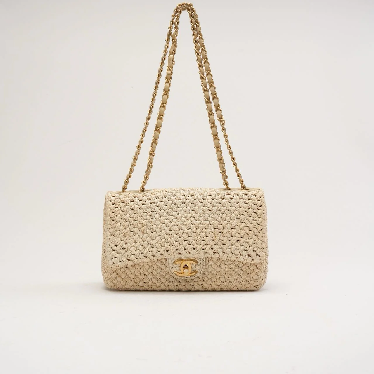Chanel Raffia Crochet Ancient Greece Medium Flap Beige 2018