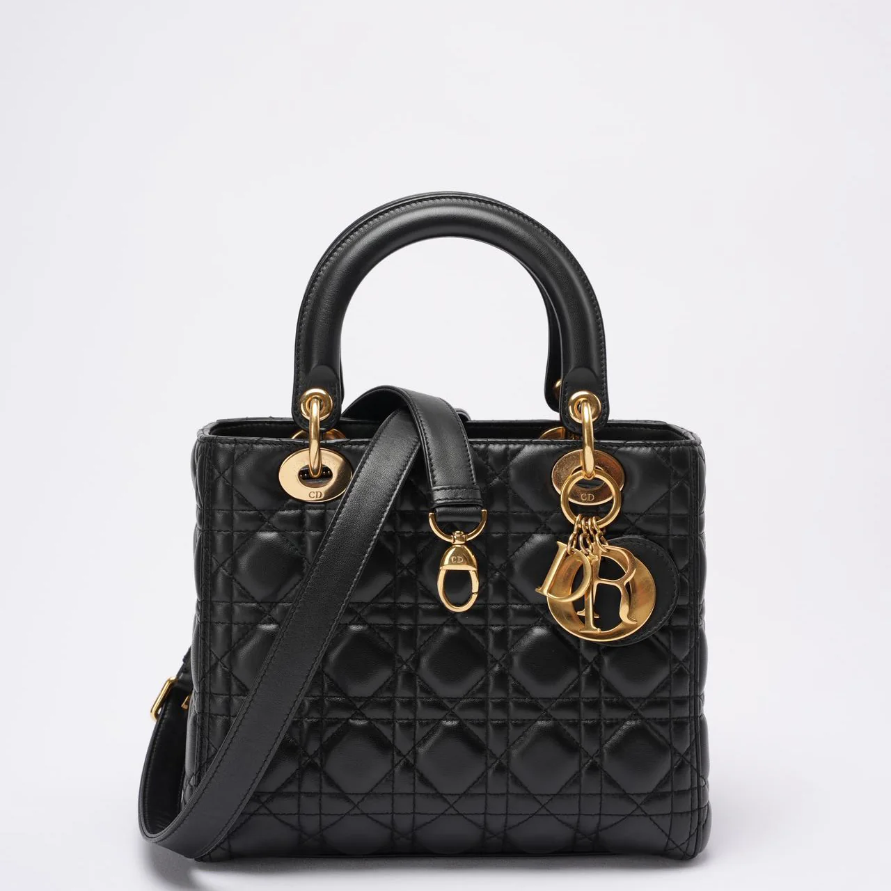 Christian Dior Lady Dior Medium Bag Black Lambskin Leather