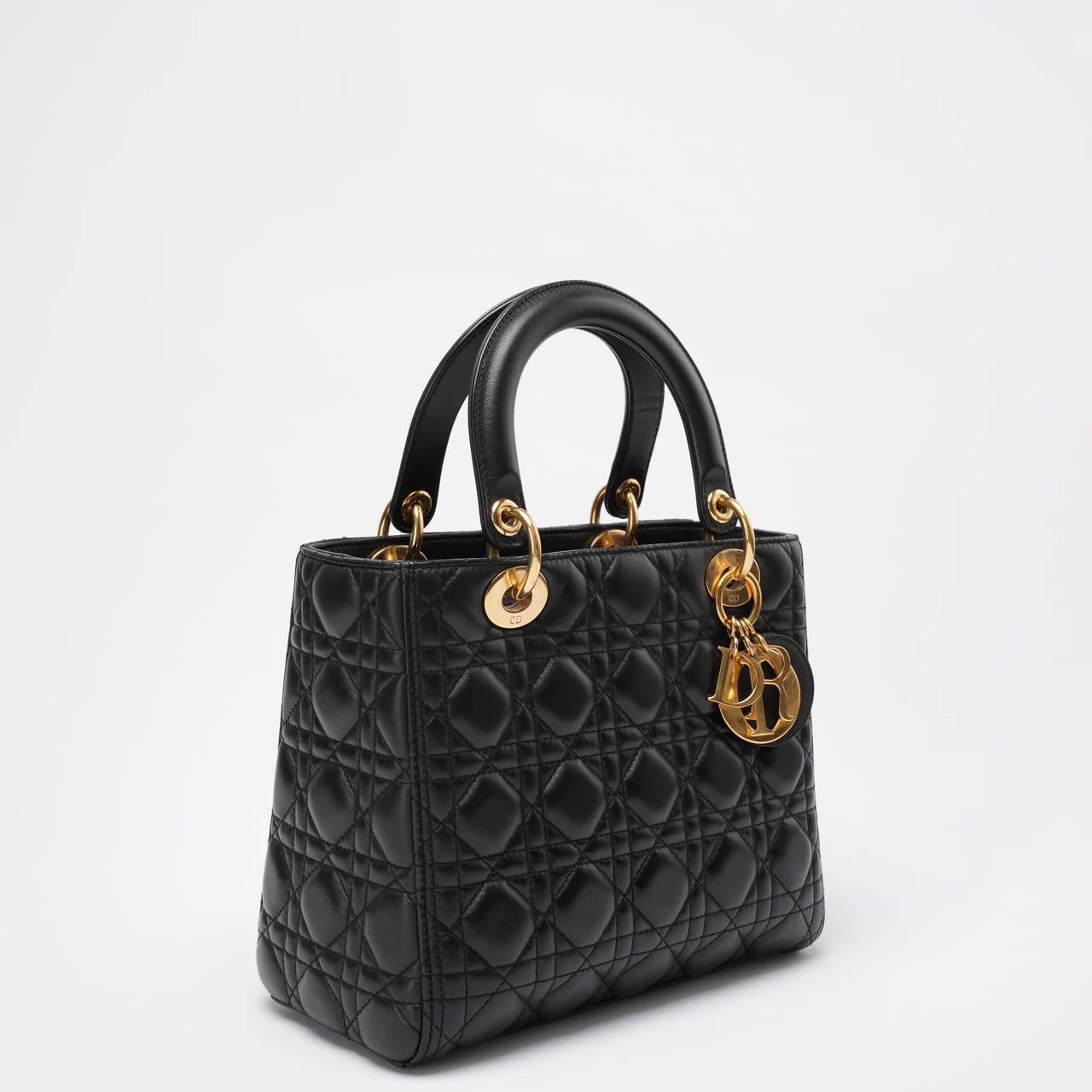 Christian Dior Lady Dior Medium Bag Black Lambskin Leather