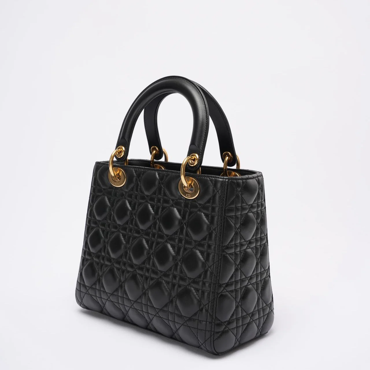 Christian Dior Lady Dior Medium Bag Black Lambskin Leather