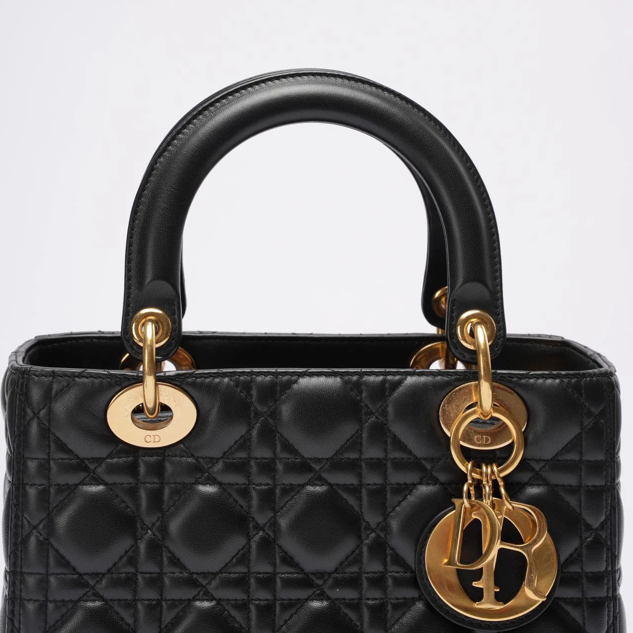 Christian Dior Lady Dior Medium Bag Black Lambskin Leather