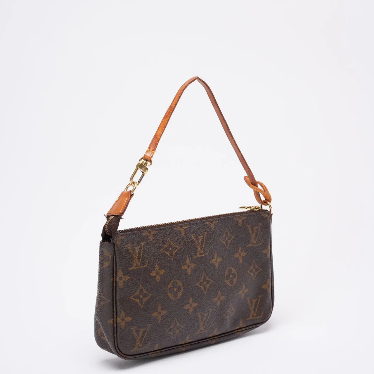 Louis Vuitton Vintage Brown Monogram Pochette Accessoires Shoulder Bag 2000