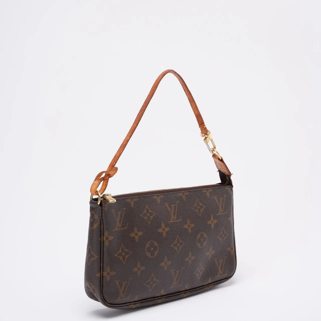 Louis Vuitton Vintage Brown Monogram Pochette Accessoires Shoulder Bag 2000