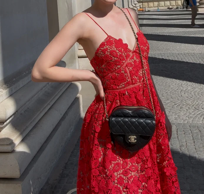 Chanel Large Heart Bag In Black Quilted Lambskin Leather