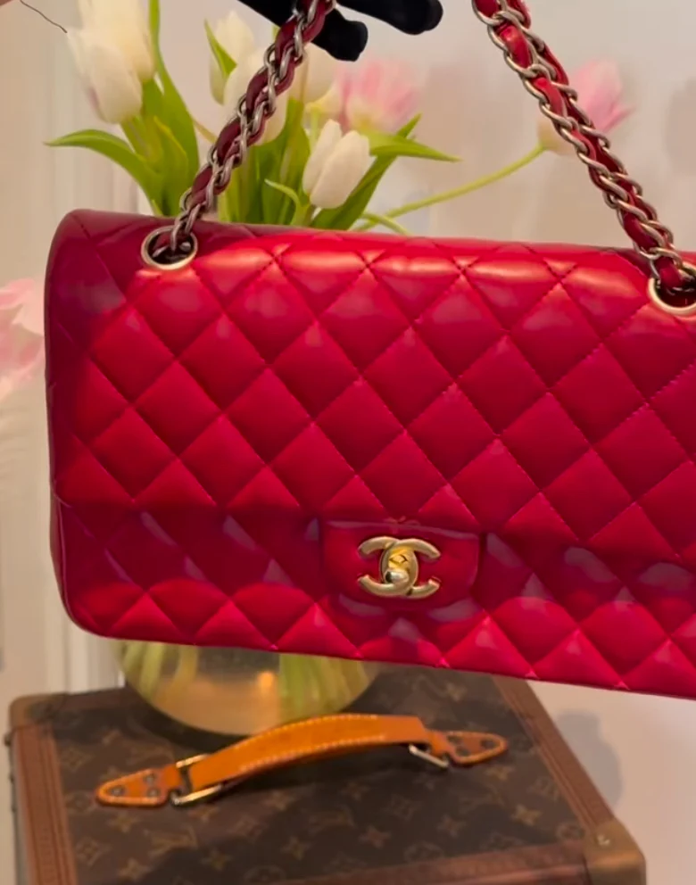 Chanel Red Classic Double Flap Bag in Medium Size Lambskin Leather With Gold Hardware - Best Replica Bag Shop