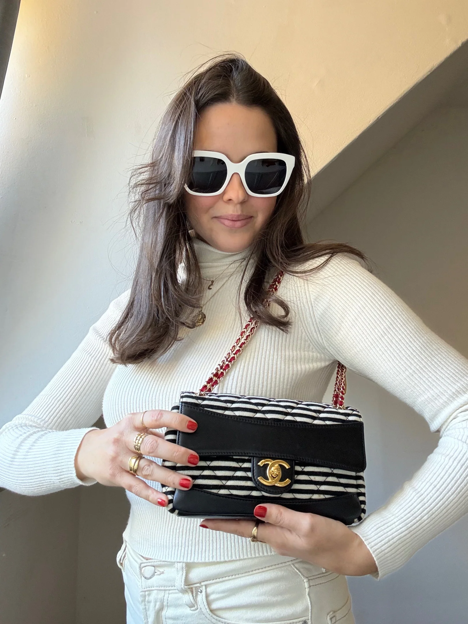 Chanel Sailor Bag Blue 2014 Striped Mini Rectangle Classic Single Flap Shoulder Bag - Best Replica Bag Shop