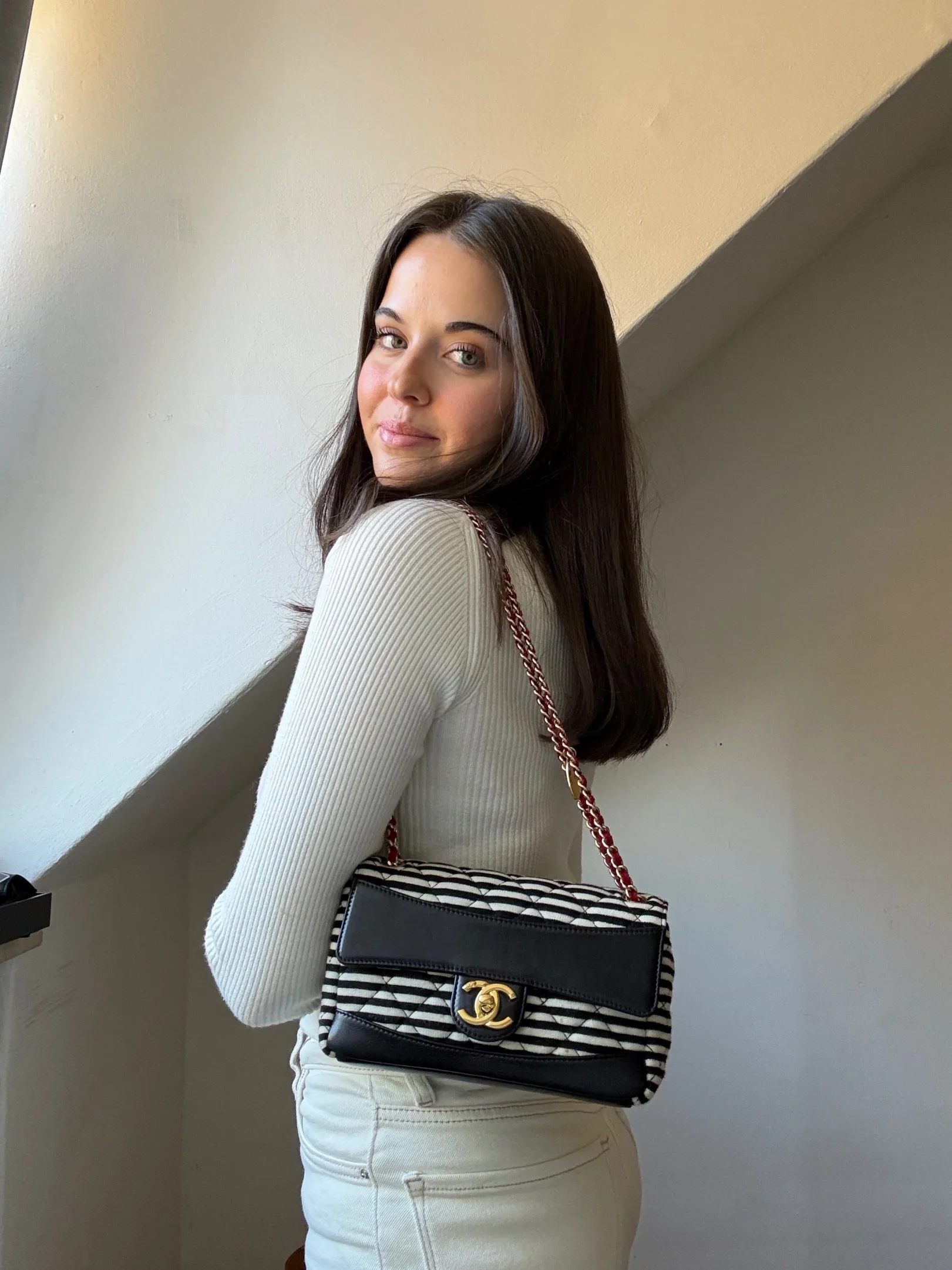 Chanel Sailor Bag Blue 2014 Striped Mini Rectangle Classic Single Flap Shoulder Bag - Best Replica Bag Shop