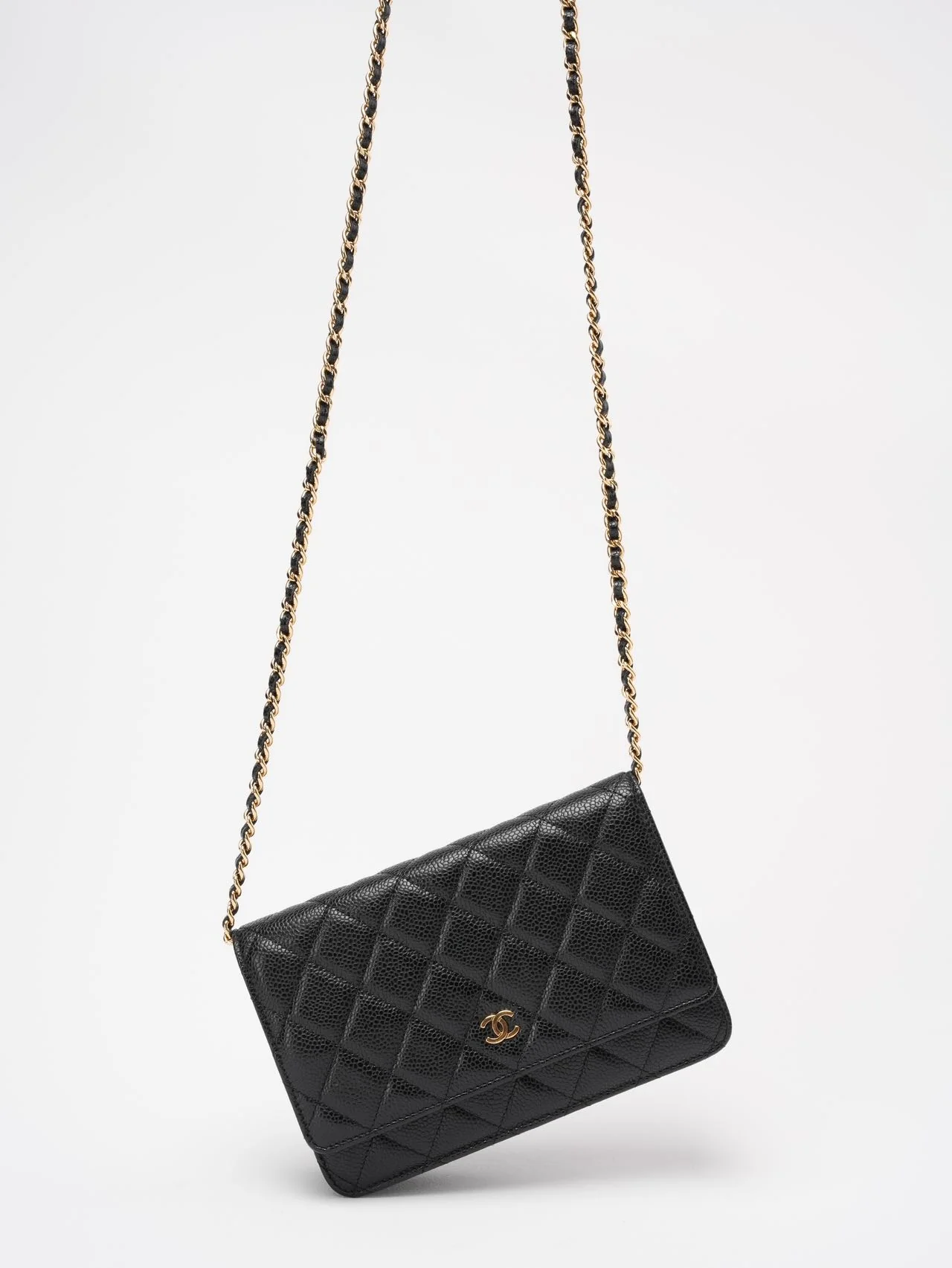 Chanel Black Classic Wallet on Chain WOC Bag Caviar 2013-2014
